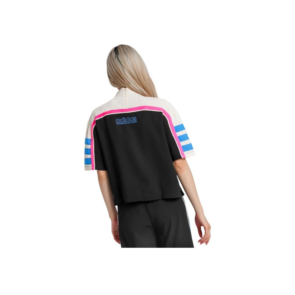 Adidas Originals Og Tee Color Block Letter Stripe Soft Comfortable Pullover Short Sleeve T-Shirt Women Tops Black DH4188