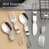 Foldable Stainless Steel Cutlery Set Portable Fork Knife Spoon Tableware Set For Outdoor Camping Travel Picnic Utensils