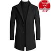 Herren Mittellanger Woll-Windbreaker Übermantel - Dicke und einfarbige Oberbekleidung