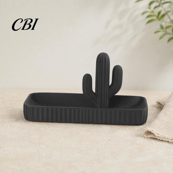 Soft Decoration Tray 3D Printed Cactus Jewelry Tray, Ring Dish, Entryway Table Trays, Decorative Trinket Desktop Organizer for Rings Necklaces