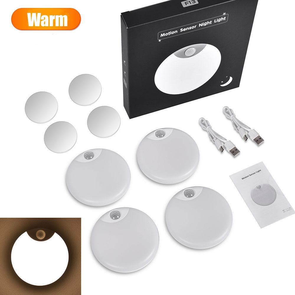 USB LED Night Lights with Switch Rechargeable Motion Sensor Light Inductor Lamp Kitchen Wardrobe Stairs Hallway Closet Bedroom