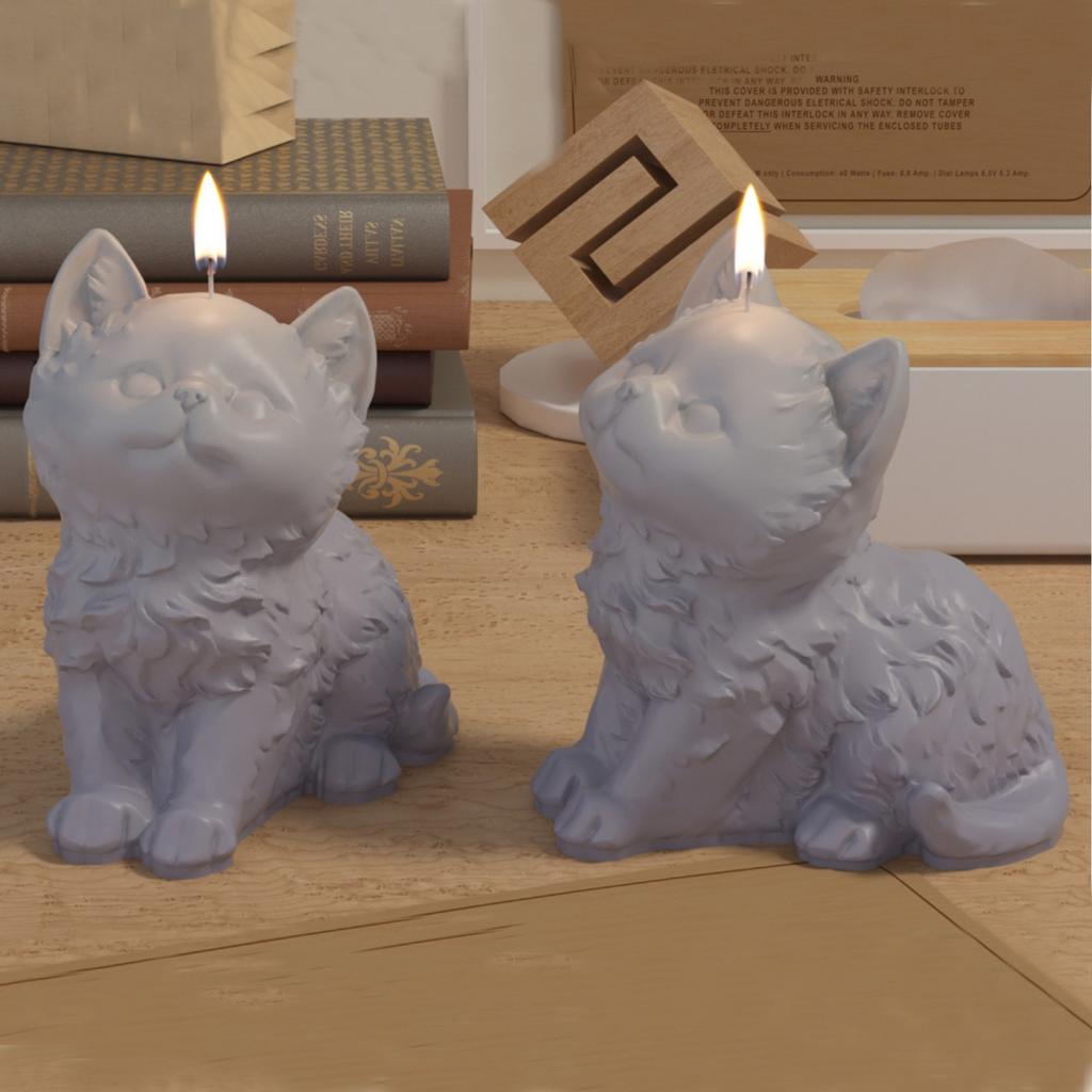 3D Dog Cat Silicone Candle Mold DIY Cute Animal Crystal Resin Mold Glue Gypsum Soap Mold For Candle Making Home Decoration Craft