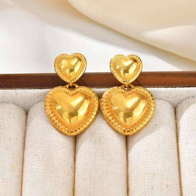 Stainless Steel Romantic Heart Drop Earrings Fashion Daily Gold Plated Dangle Earrings Fashion Daily Jewelry for Women Gift