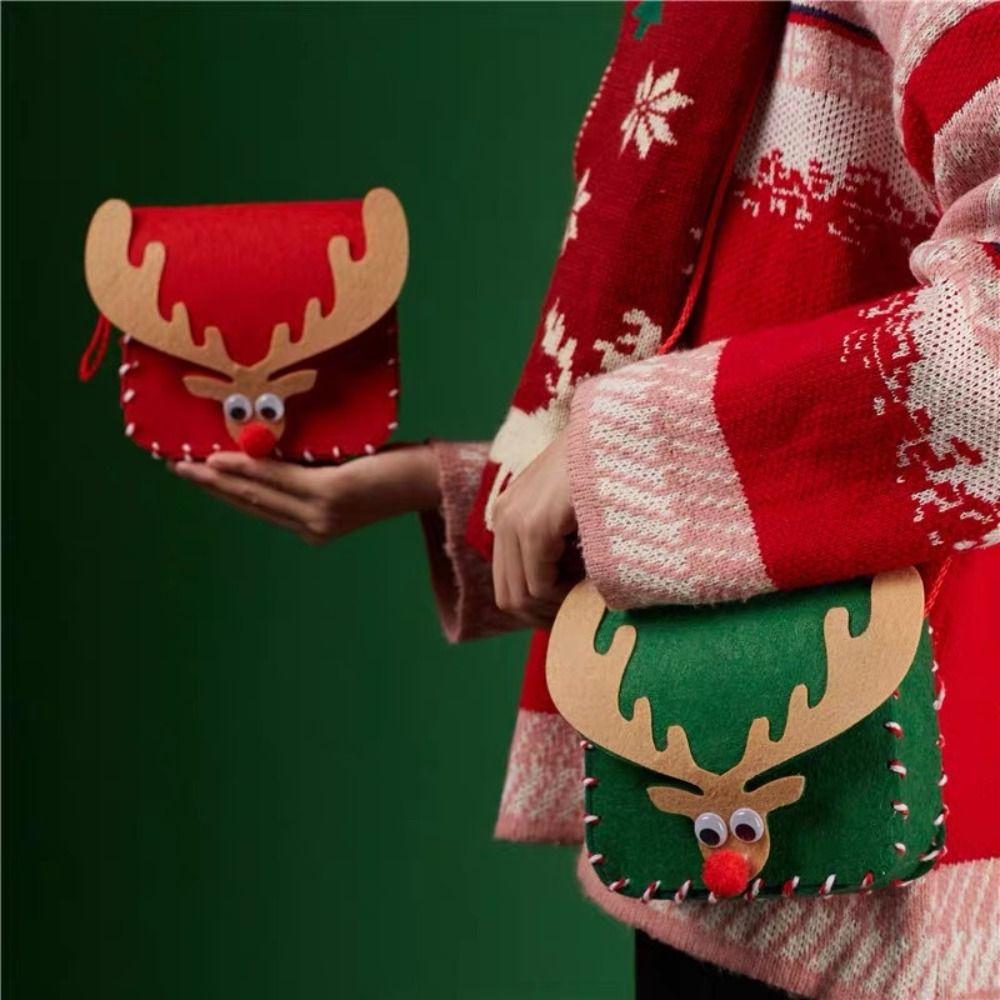 Non-woven Fabric DIY Christmas Bag Toy Creative Portable Elk Shoulder Bag  Christmas Gift