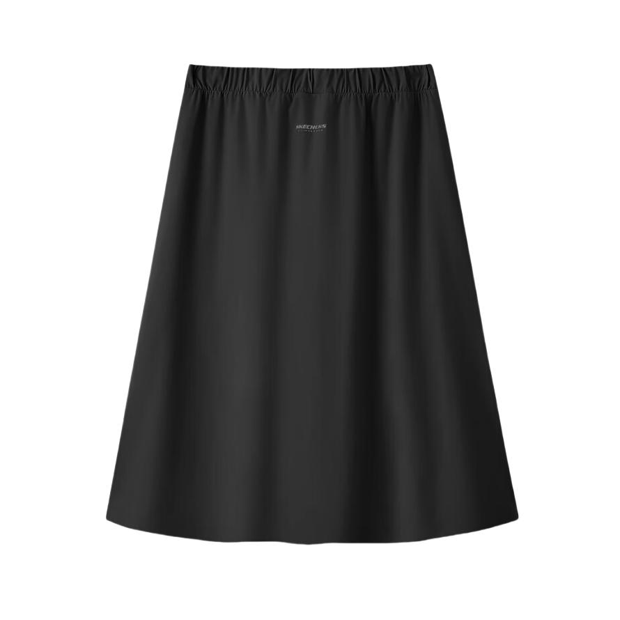 Skechers Classic Series Solid Color Letter Comfortable Versatile Side Split Casual Long Skirt Women Skirts Deep-Night-Black L225W037-03B6