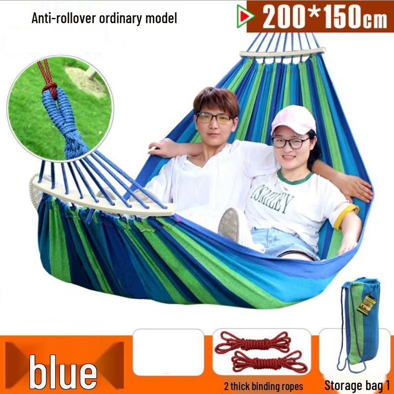 Thickened Canvas Camping Hammock: Anti-Roll, Single/Double Swing Chair for Outdoor Use
