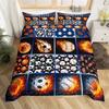 Boys Football Duvet Cover Set Microfiber 3D Soccer Comforter Cover Ball Sport Theme Bedding Set Single Twin King For Kids Teens