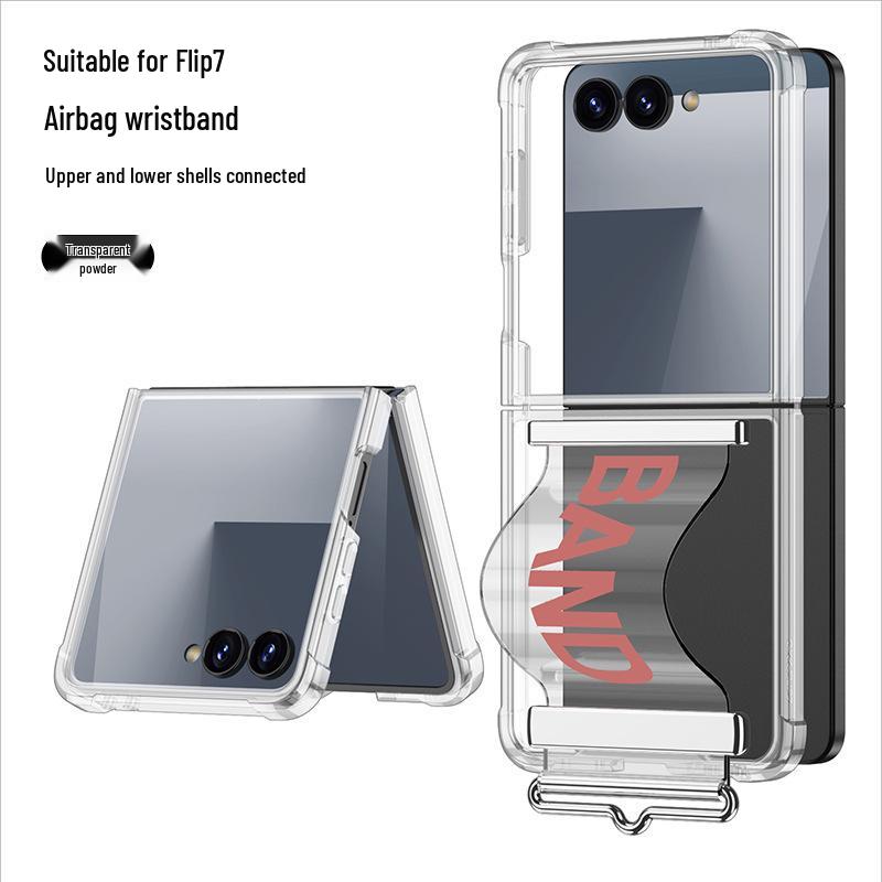 Samsung Galaxy Z Flip7 Transparente Schutzhülle mit Airbag und Armband