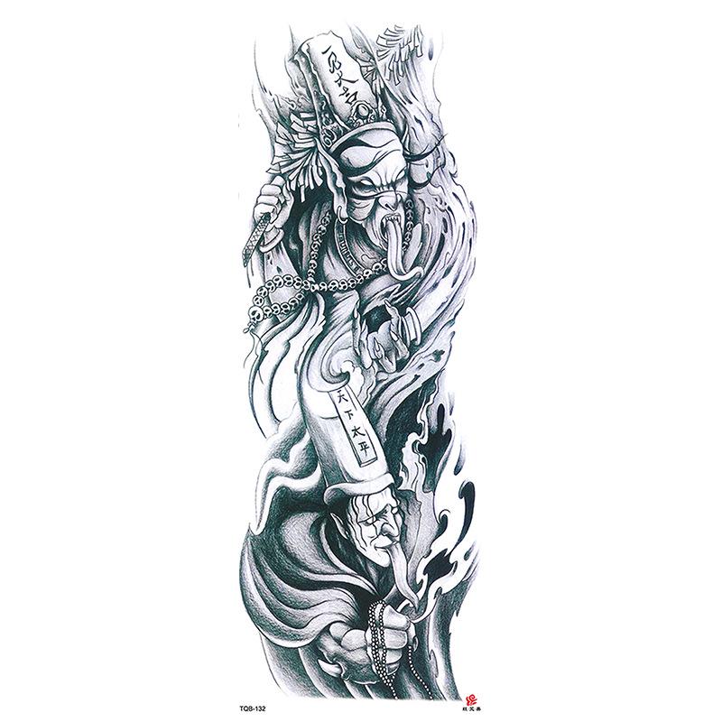 Waterdichte tattoo stickers voor de hele arm: Jezus, Maagd Maria, Kroon, Leeuw-ontwerp