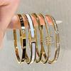 Gold Titanium Steel Bracelet Women's High-end Zircon Couple Bracelet Light Luxury Plain Ring Bracelet Jewelry Light Luxury Niche