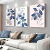 3-piece Modern Minimalist Blue Grey Plant Leaf Frameless Canvas Decoration Hanging Painting Living Room Bedroom Entrance Wall Ar