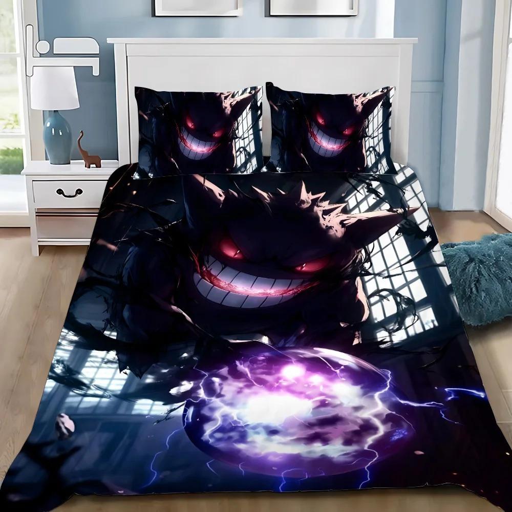 Kreslené Roztomilé Zlé Pok é mon Mikrovláknové Ložní Soupravy, Dětský Narozeninový Dárek se Zipem Pokojová Dekorace pro Náctileté Dospělé Povlečení na Přikrývku