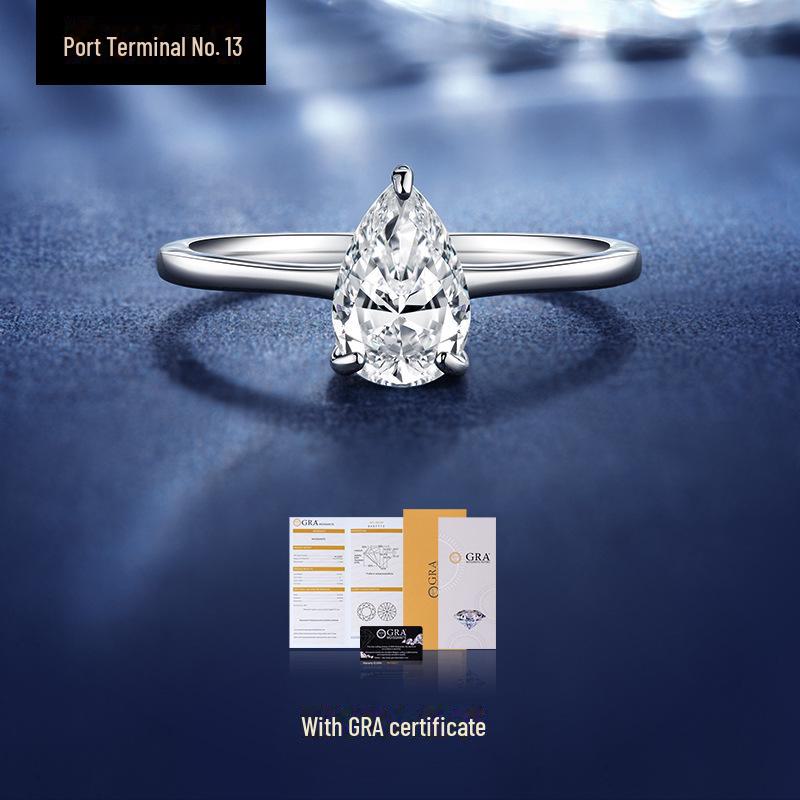 Banyan Tree S925 Silver Moissanite Water Drop Ring - Exquisite Light Luxury Design