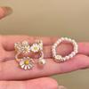 Little Daisy Pearl Adjustable Ring - Women's Mori Style Sweet Fresh Design, Stacking Index Finger Jewelry