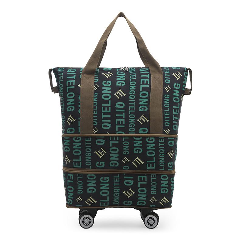 Stylish and personalized design Double-layer expansion portable travel bag with wheels Home moving luggage bag can be set with tie rod