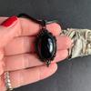 Gothic Black Agate Necklace With Cross Chain For Women And Men