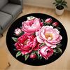 1ks Květiny Pivoňky Kulatá Podložka na Židli Koberec - Protiskluzová, Podlahová Rohožka do Kanceláře, Ložnice a Vnitřní Výzdoby -1002173