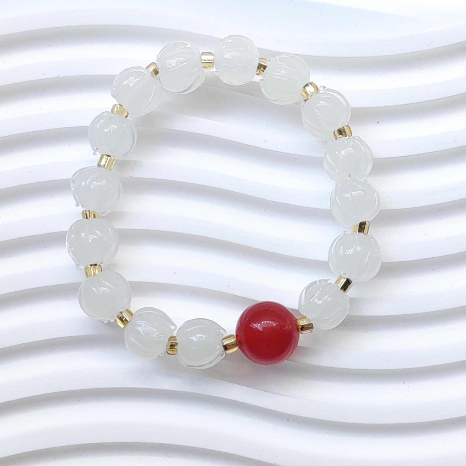 Popular Agate Persimmon Lotus Prayer Bead Bracelet Bangle