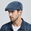 Cotton Painter Beret Adjustable Peaked Cap Casual Washed Denim Newsboy Caps  Summer