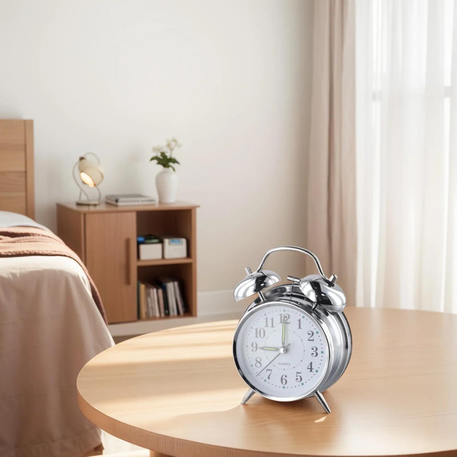 

For Living Room Decor Ring Clock Alarm Clock 100% Original Classic High Quality Metal 4 Inch Electroplated New Silver China Mainland