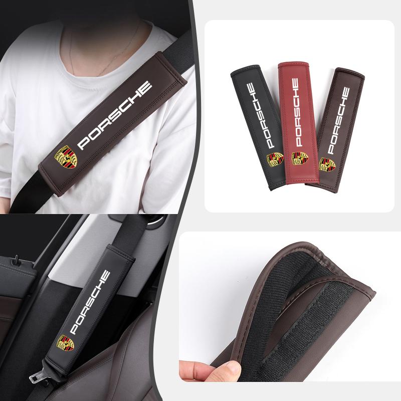 2PCS Car Seat Belt Cover Safety Belts Shoulder PadS for Porsche Panamera Spyder Carrera Macan Boxster Cayman Cayenne Accessories