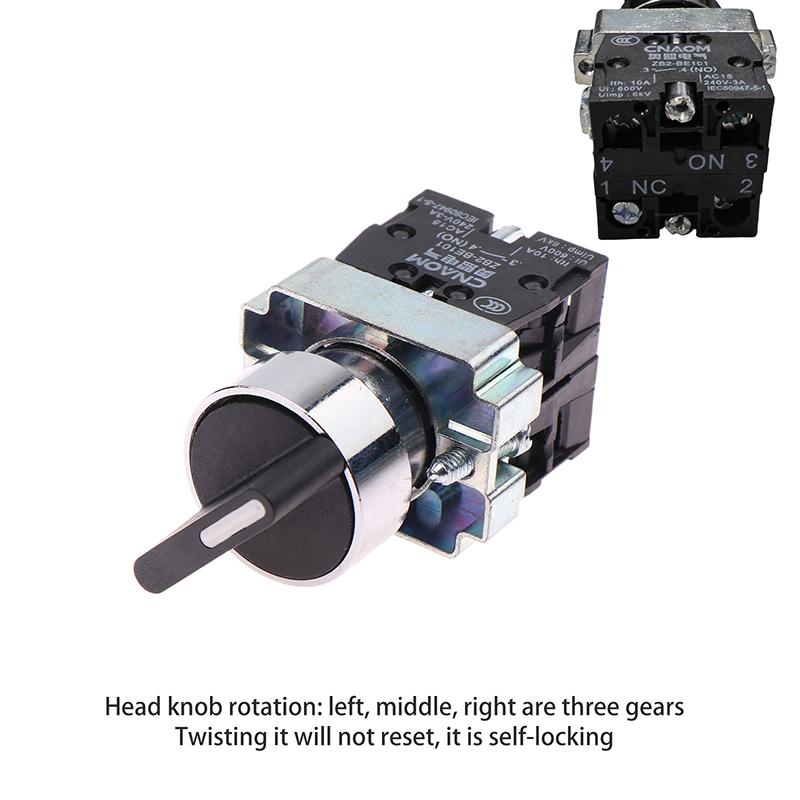 1 Piece 22mm 2NO/1NO1NC 2/3 Position XB2-BD25 BD35 BD45 BD53 Self Locking / Self Resetting Selector Knob Switch