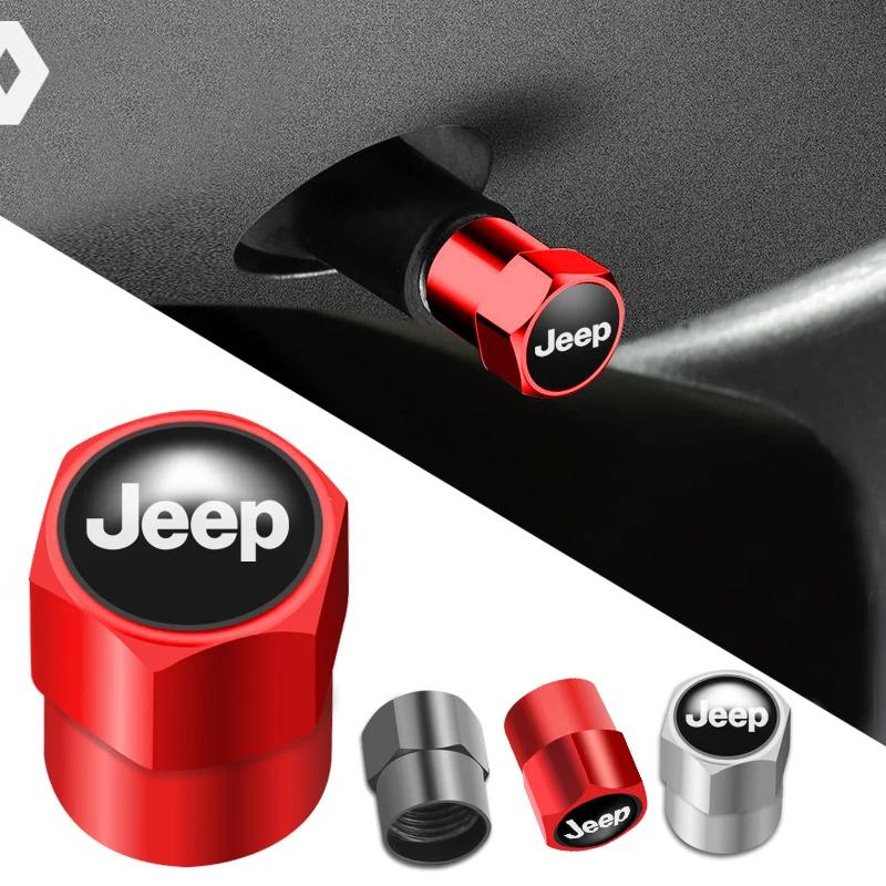 För Jeep 4st Metall Bilhjul Däckventiler Kapslar Vattentät Dammtät Skydd För Jeep Grand Cherokee Wrangler JK Gladiator Compa