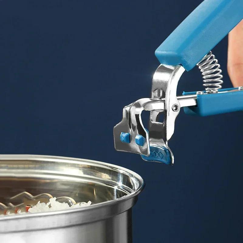 Set of 4 Anti-Scald Bowl Clip Stainless Steel Non-slip Crockery Clamp Hot Dish Clamp Silicone Heat Resistant Gloves Kitchen Tool