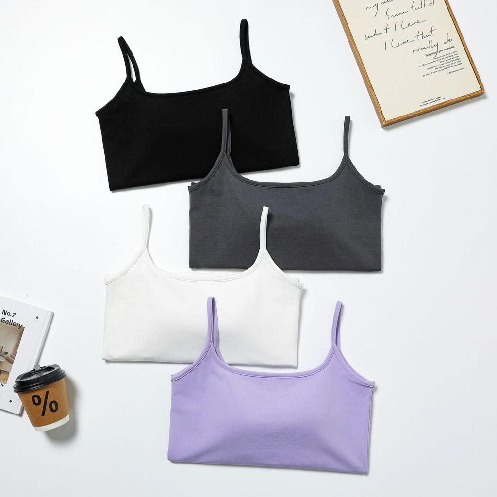 Women's White Camisole with Built-in Bra - Summer Slim Fit Versatile Base Layer