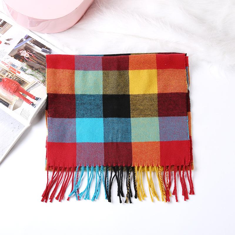 Stylish British Plaid Cashmere-Feel Scarf for Men & Children - Autumn/Winter Warm Shawl & Snood