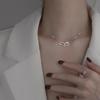 Exquisite Zirconia Interlocking Square Double Ring Necklace for Women