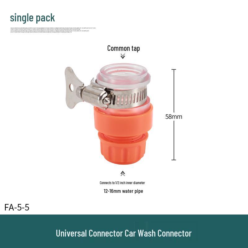 Household Water Gun Connector for 3/4/6 Point & 1 Inch Soft Hose - Car Washer Nipple & Washing Machine Faucet Adapter