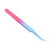 Wimpernpinzette Blau Rosa Farbverlauf Dünner Flacher Griff Starke Klemmung Edelstahl Wimpernverlängerungspinzette für Frauen