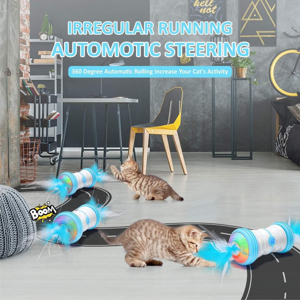 Interactive Cat Toy, Electric Automatic Robotic Cat Interactive Teaser With Super Low Noise Design And Four Feather Accessories For Stimulating Cats H