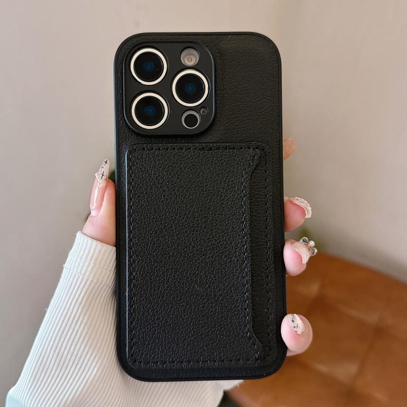 Luxury Litchi Leather Texture Phone Case With Horizontal Card Bag For iPhone 16 15 14 Plus 13 12 11 Pro XS Max XR Fashion Cover