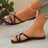 Fashion Orange Flat Sandals For Woman Leather Luxury Casual Summer Non-slip Slippers Ladies Open Toe Square Head Outdoor Beach Slippers