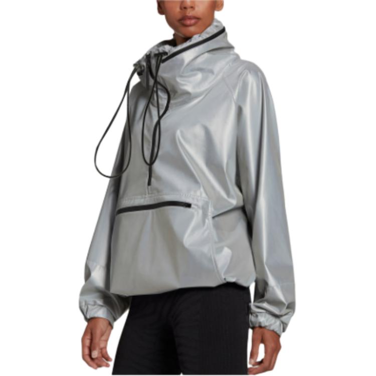 adidas Stella McCartney EARTH PROTECTOR PULL On JACKET Sweatshirt Women's Silver HA0258