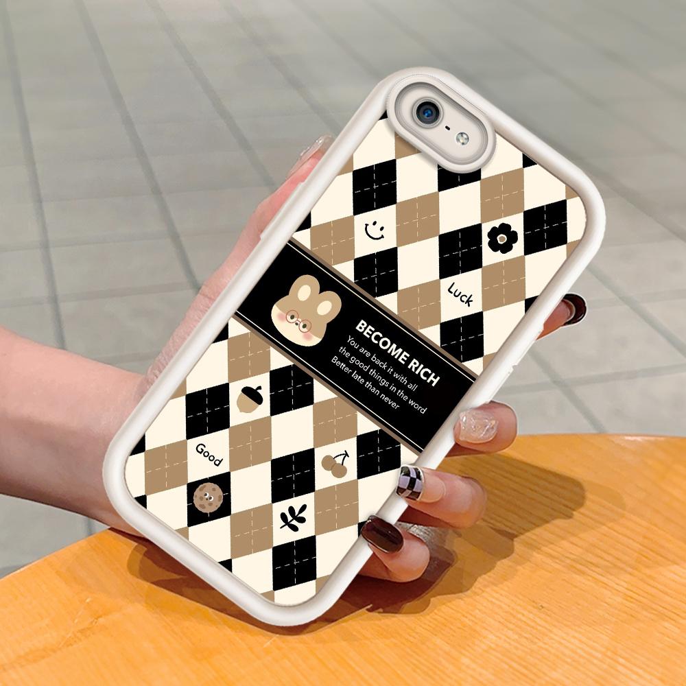 Soft Silicone Square Ladder Printing Pattern Phone Casing Full Cover Camera Shockproof Protection Rubber Case for iPhone Infinix Tecno OnePlus