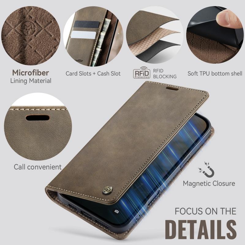 CaseMe Flip Leather Purse Holder Phone Case For iPhone 17 Pro Max Air 16E 16 15 Plus 14 13 12 11 X XS XR SE 2022 8 7 Shockproof Wallet Card Slot Cover