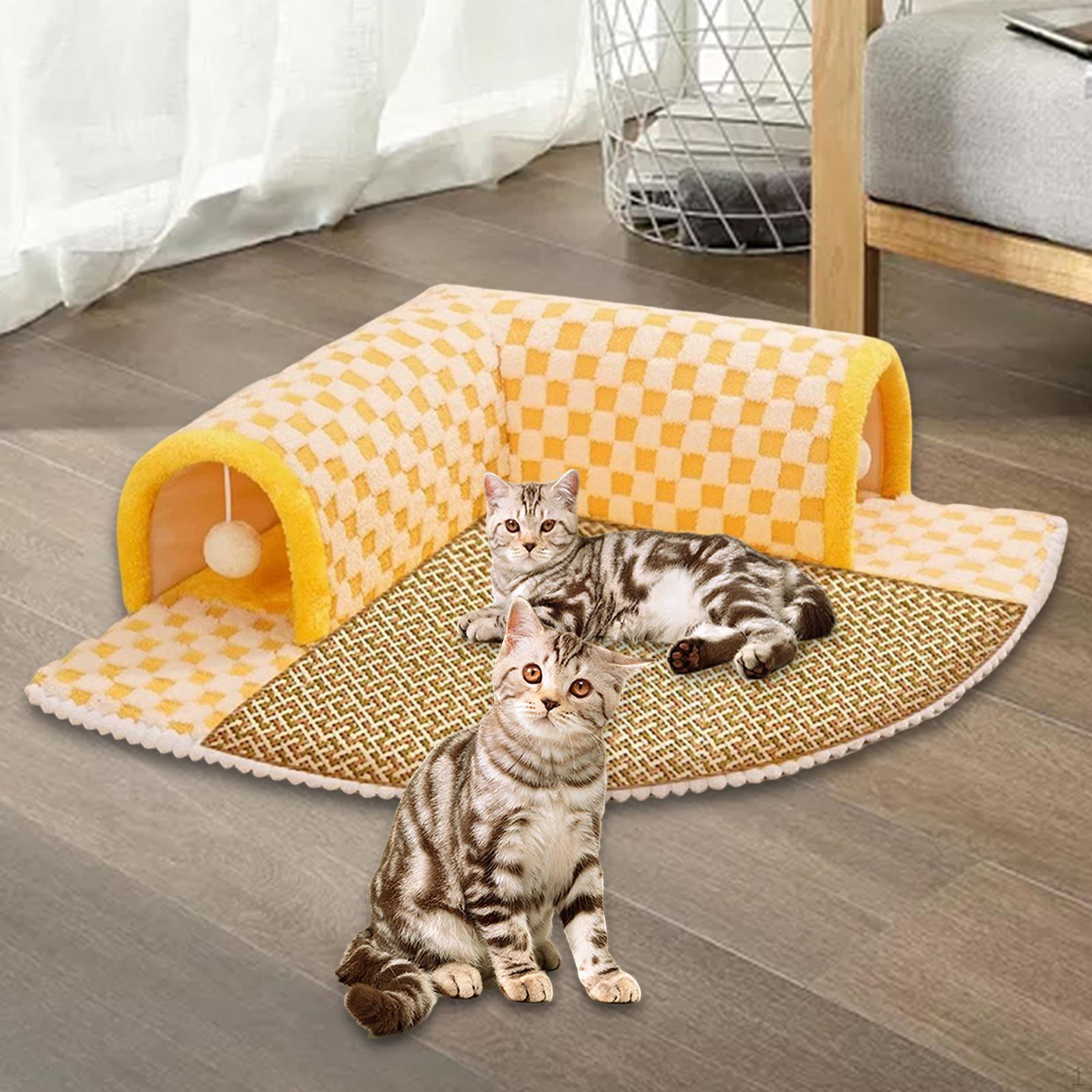 

Tunnel Bed Cat Activity Center Play House for Indoor Cats XL Yellow