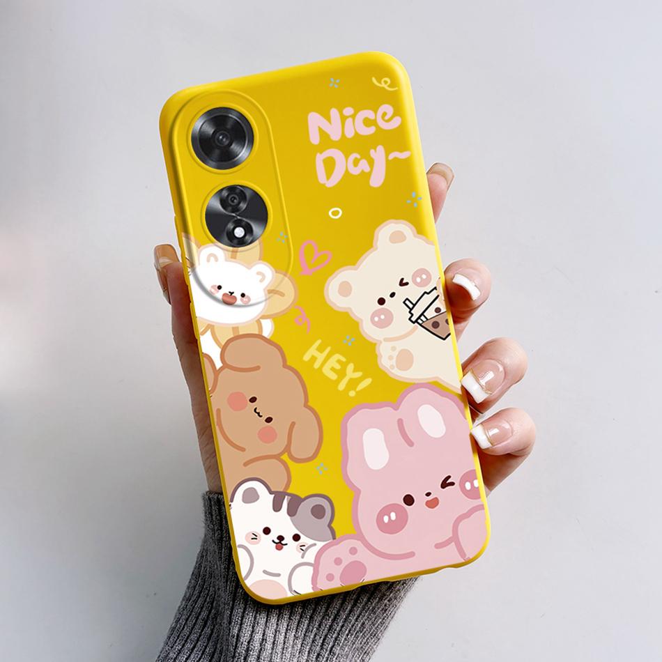 For Oppo A60 CPH2631 Case Cute Bear Cartoon Frog Painted Shockproof Soft Back Cover for Oppo A60 OppoA60 A 60 4G Silicone Bumper