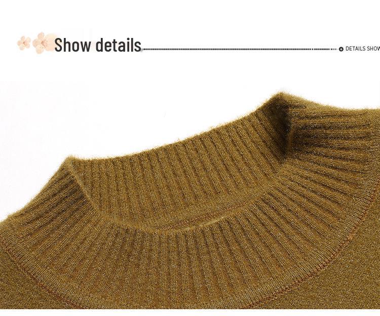 220 Jin Plus Size Middle-Aged & Elderly Women's Round Neck Pullover Sweater, Autumn/Winter, Loose Fit, Base Layer.