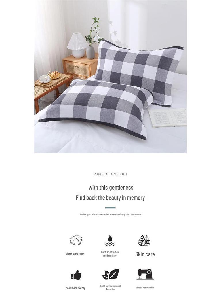 Sada povlaků na polštář a ručníků z čisté bavlněné gázy - Měkké, prodyšné, savé, nepouštějící vlákna (Sada 2)