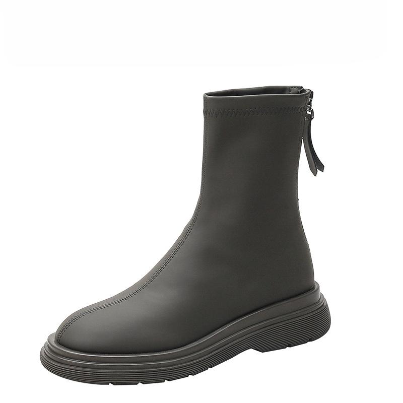 

Winter Women S Boots New Autumn/Winter Short Boots Leather Slimming Shoes Thick Soled Elastic Boots Slim Leather Shoes Ladies 40