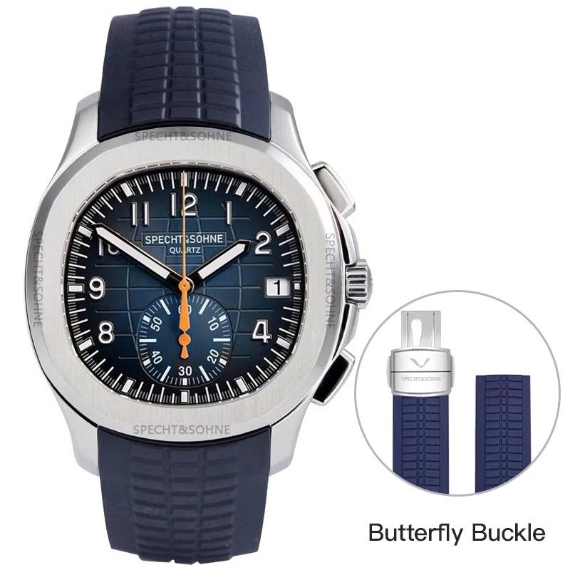 

Новые поступления Specht & Sohne брендовые мужские кварцевые часы 40 мм розовое золото из нержавеющей стали мужские функциональные 5167 спортивные наручные часы 5 бар butterfly buckle синий