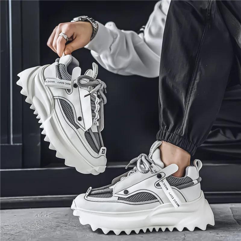 Klobige Sneaker Herren Designer Sportschuhe Mode Lässig Mikrofaserleder Mesh Atmungsaktiv Höhenerhöhend Flache Plateau-Schuhe