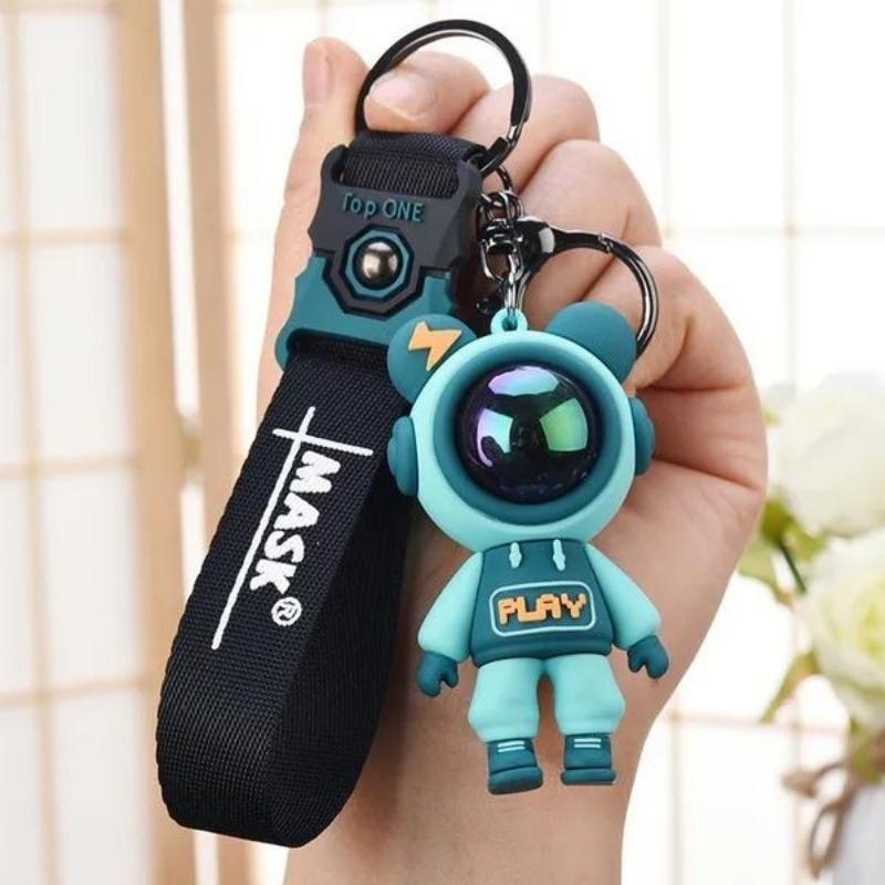 6cm Cartoon Lightning Bear Keychain Cute Astronaut Bear Doll Keyring Bag Pendant Couple Car Keyholder Creative Bag Charm Accessories