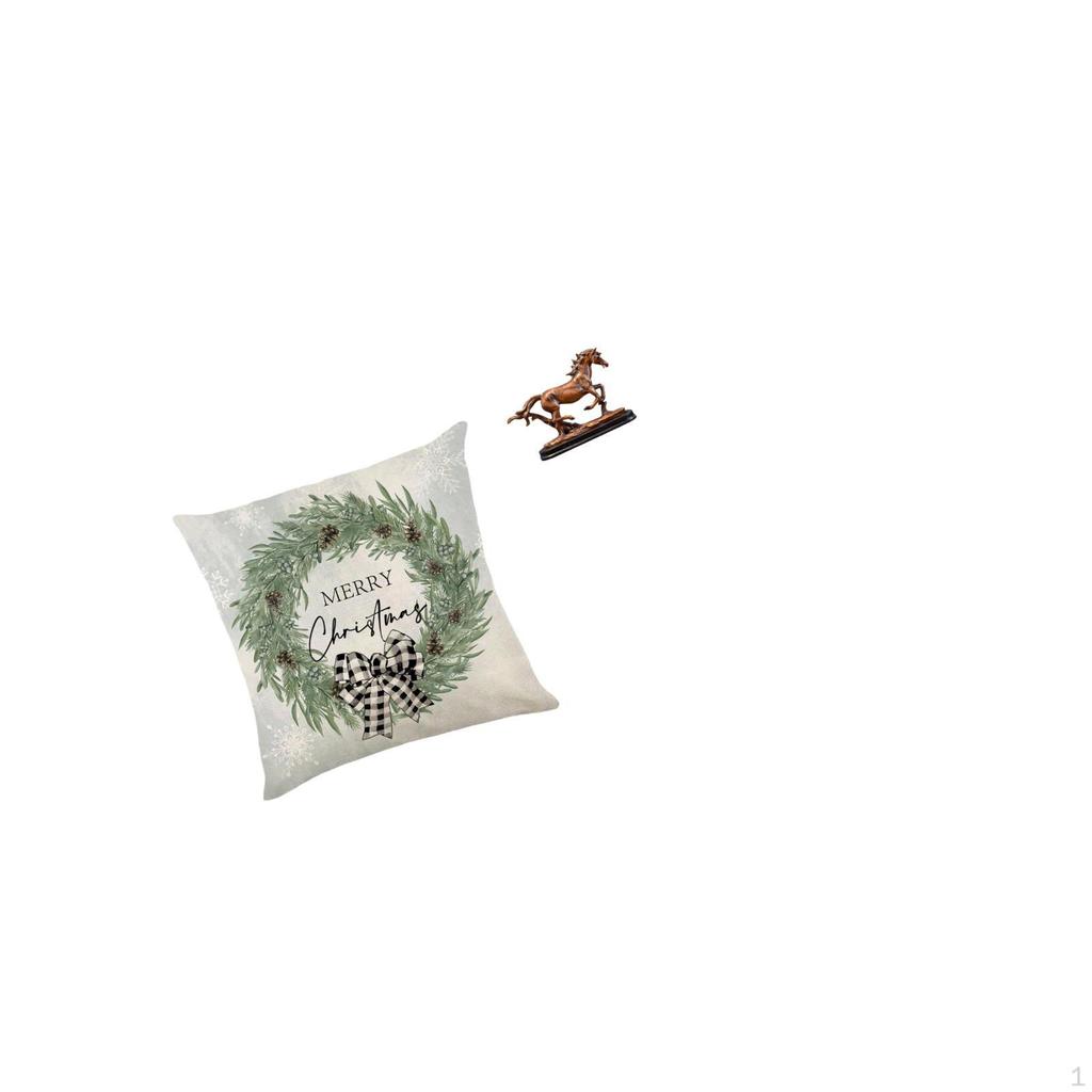 Festive Horse Sculpture Pillow Cover Polyester Throw for Couch Sofa Car Office Desk Decoration