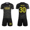 Kids Sports Equipment Paris Messi Football Jersey Set Breathable Quick-Dry Kids Soccer Training Uniform Blue White Stripes Ages 3-12