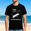 Ja Ich Spiele Mundharmonika Musikinstrument Design Baumwoll T-Shirt Sommer Lässiger Stil Musikliebhaber Geschenk T-Shirt Trend Vintage Oberteile für Herren